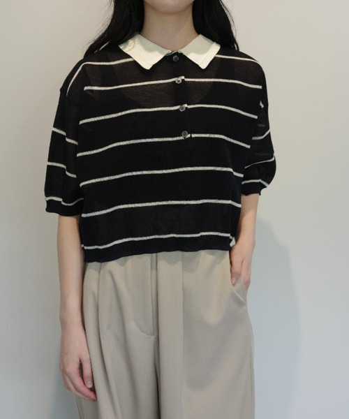 CLANE（クラネ） ニット セーター CLANE SPONGY SHEER POLO KNIT TOPS