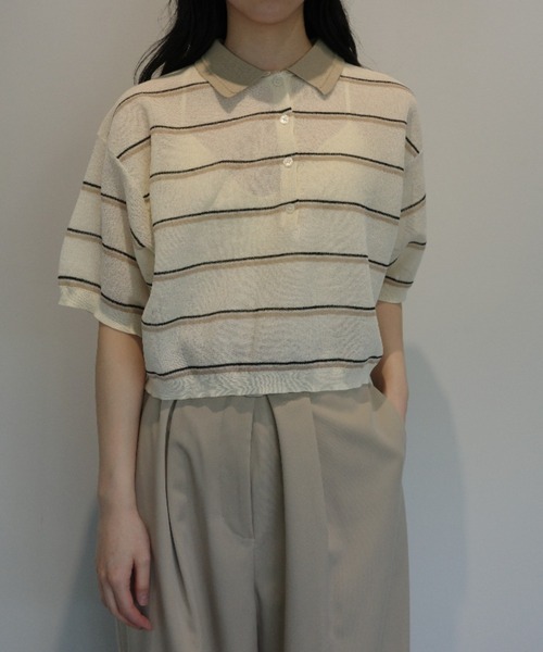 CLANE（クラネ） ニット セーター CLANE SPONGY SHEER POLO KNIT TOPS