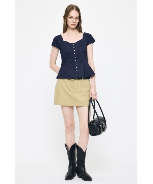 MOUSSY（マウジー） ブラウス シャツ 半袖 BUTTON UP FITTED ブラウス