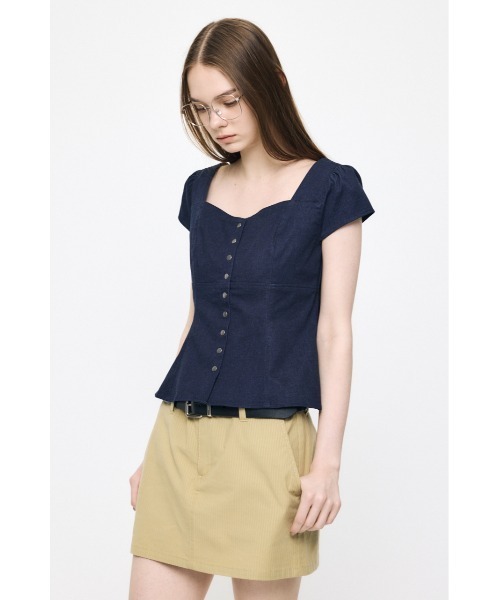 MOUSSY（マウジー） ブラウス シャツ 半袖 BUTTON UP FITTED ブラウス