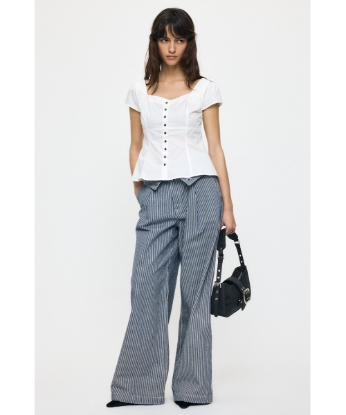 MOUSSY（マウジー） ブラウス シャツ 半袖 BUTTON UP FITTED ブラウス