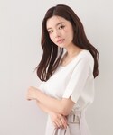 tシャツ 「接触冷感」スクエアネックワイドリブ...の詳細画像1