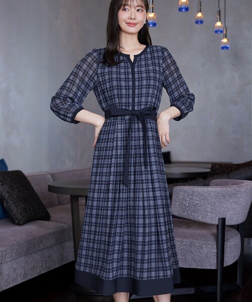 「Tiaclasse」 7分袖ワンピース XX-LARGE オフホワイト レディース_画像4