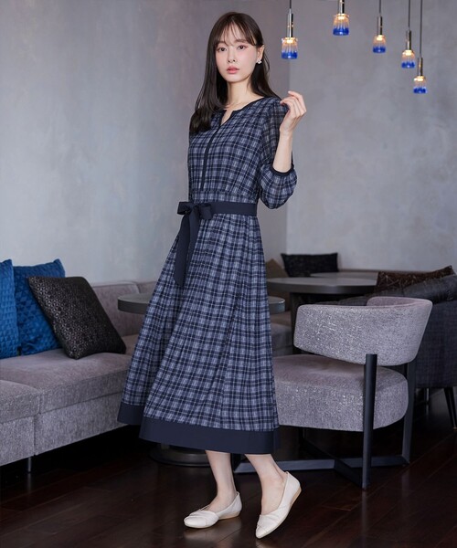 「Tiaclasse」 7分袖ワンピース XX-LARGE オフホワイト レディース_画像5