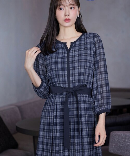 「Tiaclasse」 7分袖ワンピース XX-LARGE オフホワイト レディース_画像7
