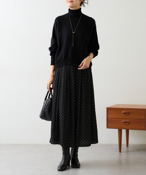 BEARDSLEY ガウチョパンツ　スカート見え　シフォン生地 BEARDSLEY（ビアズリー） ワイドパンツ パンツ ドットシワシフォン