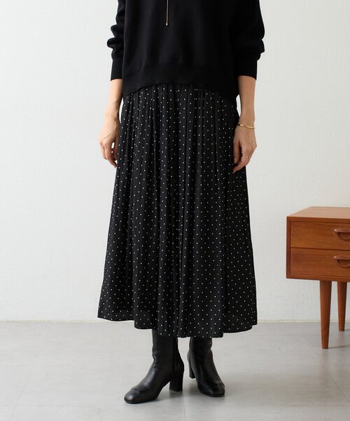 【美品】BEARDSLEY シワシフォンギャザーパンツ　ドット　サイズ2 BEARDSLEY（ビアズリー） ワイドパンツ パンツ ドットシワシフォン