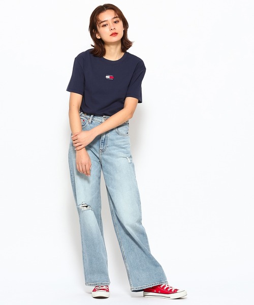 TOMMY JEANS tシャツ バッジロゴTシャツ レディース : ZOZOTOWN