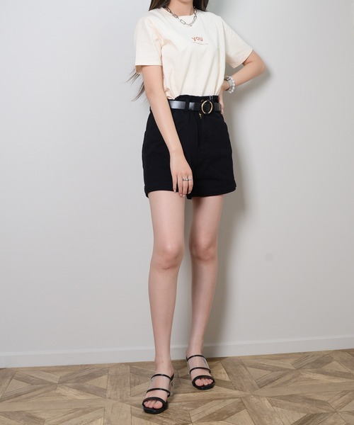 shopnikoniko tシャツ you 英字ワンポイントロゴ 半袖Tシャツ