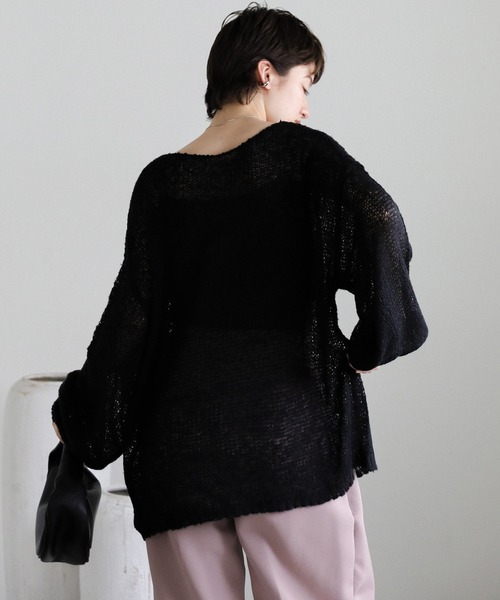 select MOCA ニット セーター モヘアタッチローゲージシアープル