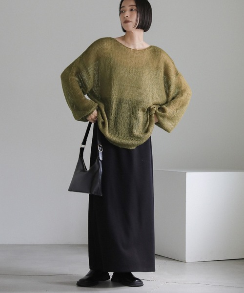 【Safari掲載商品】ベロアタッチプルオーバーニット select MOCA ニット セーター モヘアタッチローゲージシアープル