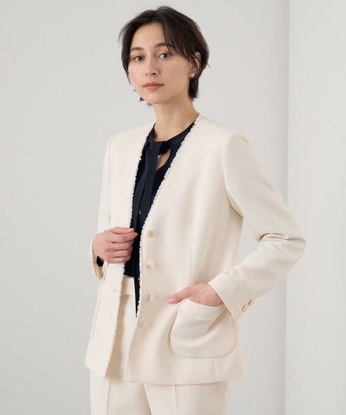 ANAYI ジャケット ノーカラージャケット メッシュノーカラー