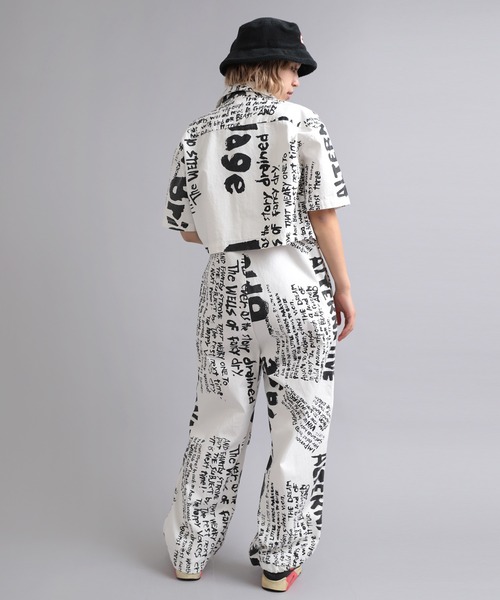 ブラウス シャツ B2740 ＧＲＡＦＦＩＴＩショート丈シャツ レディース RNA ブラウス シャツ B2740 GRAFFITIショート丈シャツ