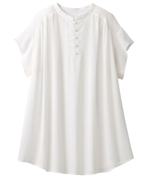 alotta（アロッタ） ブラウス シャツ 楊柳素材クルミボタンチュニック