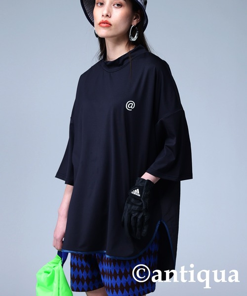 ANTIQUA GOLF STCH UVカットパイピングモックネックトップス antiqua tシャツ 「STCH」UVカットパイピングモックネック