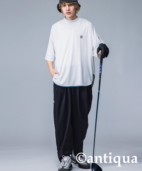 ANTIQUA GOLF STCH UVカットパイピングモックネックトップス STCH】UVカットパイピングモックネックトップス（Tシャツ