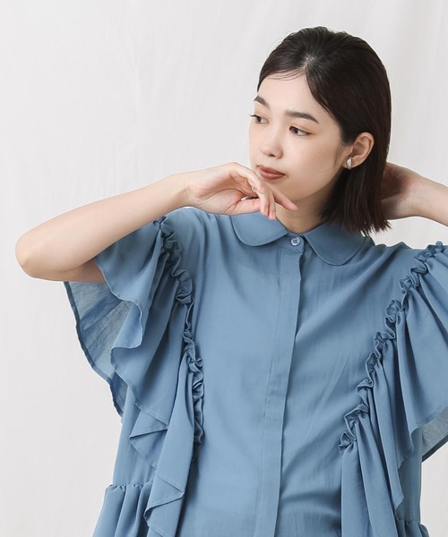 private0204 シャツ ブラウス コットン フリル KOEISTORE 襟 フリル ブラウス シャツ レディース ワイシャツ Y