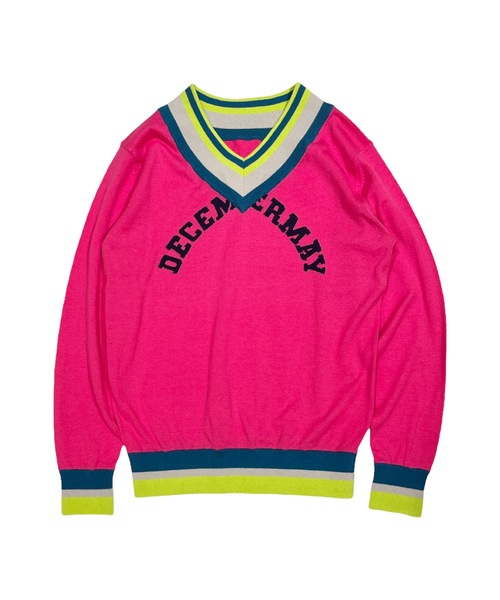 DECEMBERMAY ニット セーター Vneck college logo knit DECEMBERMAY ニット セーター Vneck college logo knit