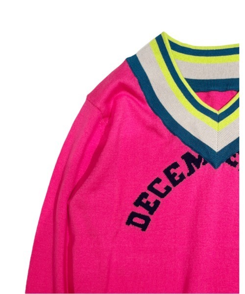DECEMBERMAY ニット セーター Vneck college logo knit