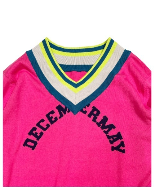 DECEMBERMAY ニット セーター Vneck college logo knit