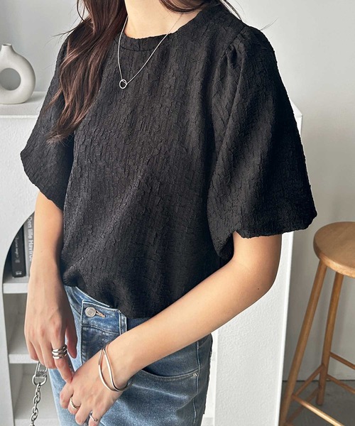 GeeRA（ジーラ） tシャツ ワッシャー素材バルーン袖Tブラウス 