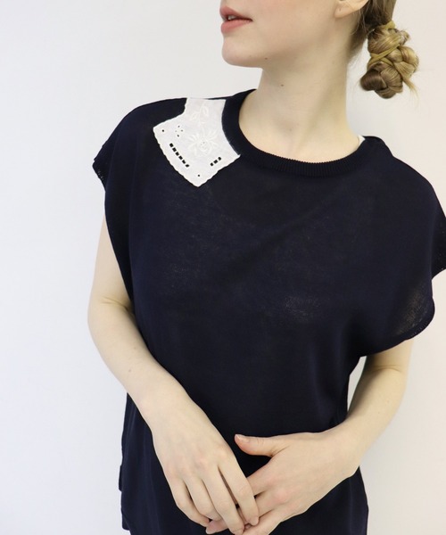 ニット セーター Linen ticket「ノースリーブニット」 レディース