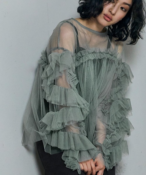 GIRL オケージョンドレス　パーティードレス GIRL DRESS FOR NOW ドレス 前後2WAYレース×オーガンジーフレア
