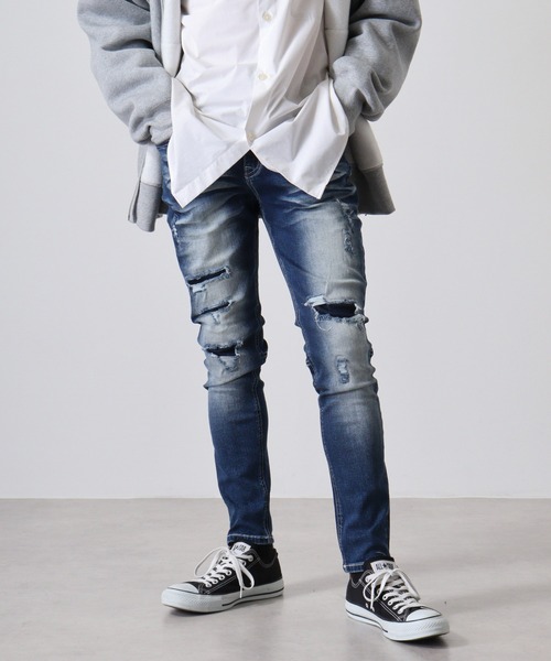 EVOLUTION（エボリューション） ジーンズ Repair 3D pique skinny