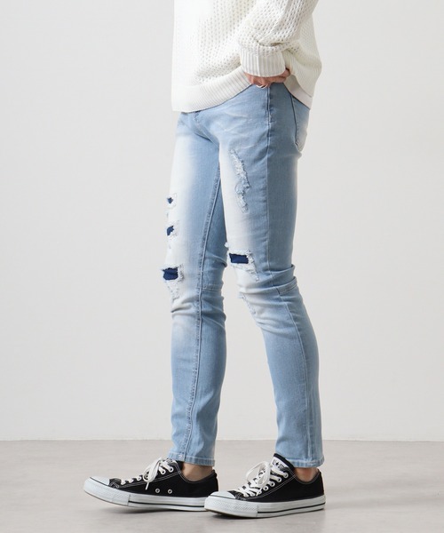 EVOLUTION（エボリューション） ジーンズ Repair 3D pique skinny