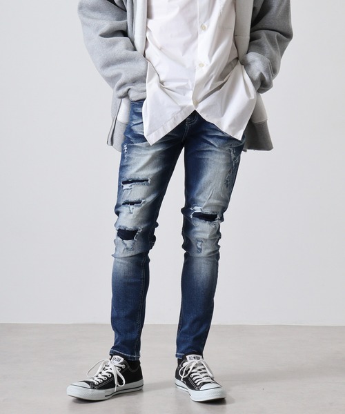 EVOLUTION（エボリューション） ジーンズ Repair 3D pique skinny