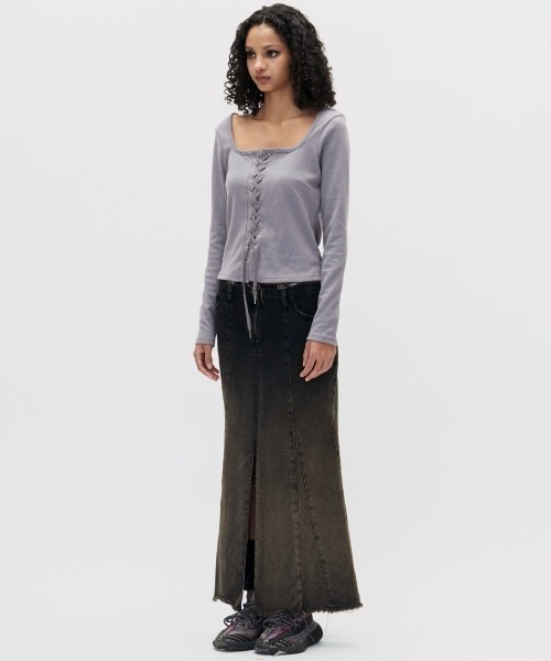 カーディガン 「SETSETSET」SQUARENECK LACEUP T-SHIRT レディース SETSETSET カーディガン 「SETSETSET」SQUARENECK LACEUP T