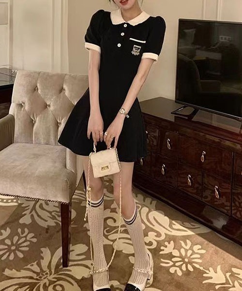 apolina パフスリーブ半袖ワンピース gossip!ロサンゼルス ワンピース 半袖 パフスリーブワンピース