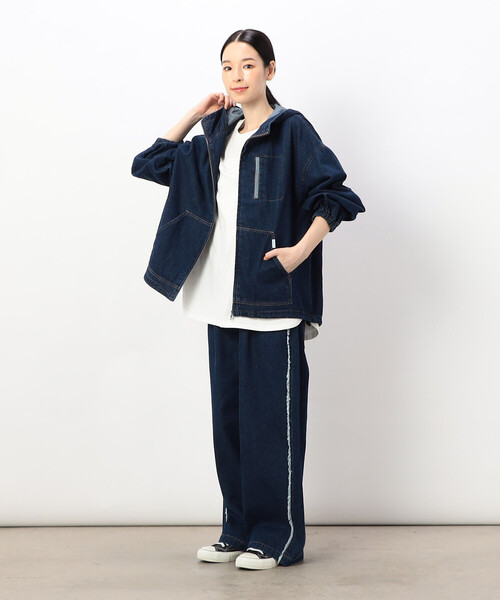 デニムジャケット gジャン デニムフーディーブルゾン レディース