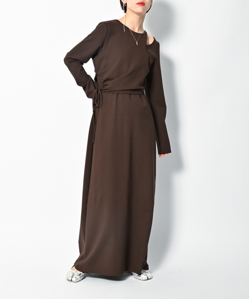 CITYSHOP」 長袖ワンピース 36 ブラウン レディース : 84805339 