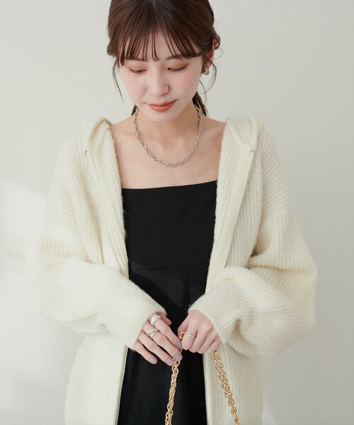 すけゆるカーデ natural couture カーディガン 片畦Wzipゆるカーデ レディース