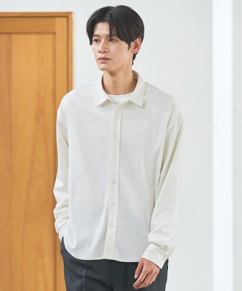 ESSENTIALS WARDROBE シャツ ミクロリブプリーツ長袖ボタン