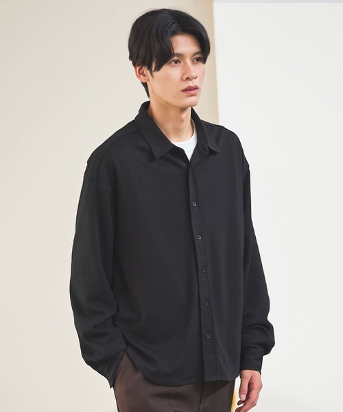ESSENTIALS WARDROBE シャツ ミクロリブプリーツ長袖ボタン