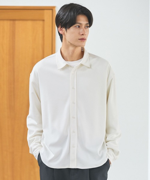 ESSENTIALS WARDROBE シャツ ミクロリブプリーツ長袖ボタン