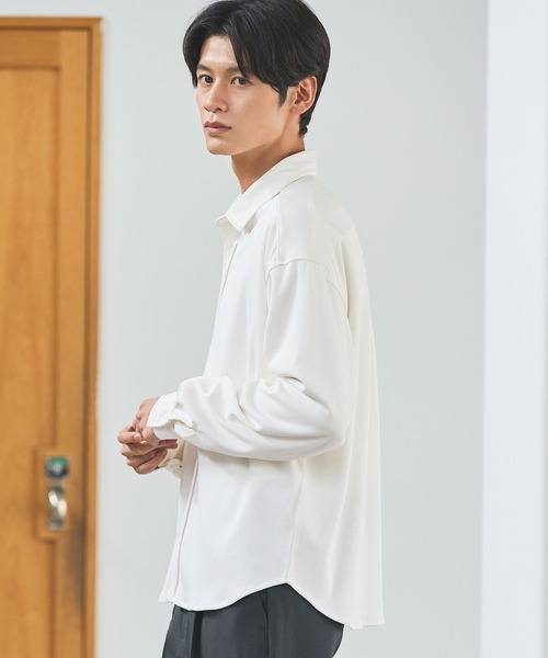 ESSENTIALS WARDROBE シャツ ミクロリブプリーツ長袖ボタン