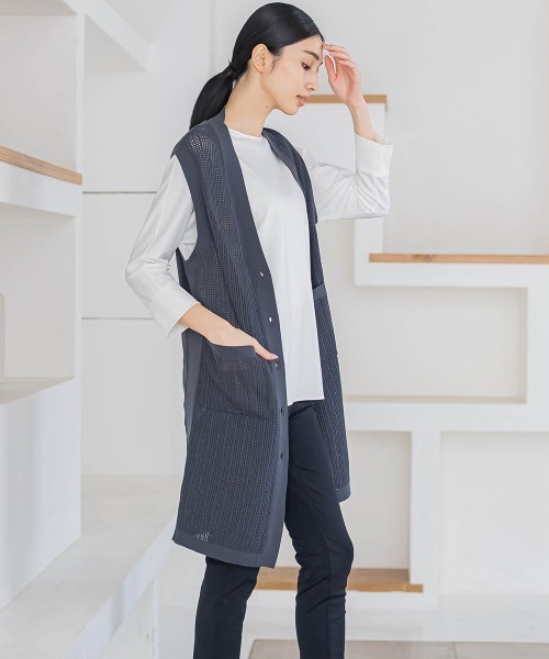 la.f ベスト ジレ シアトルメッシュニットジレ「手洗い可能