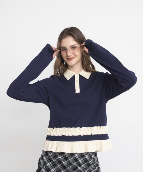 tシャツ 「 再入荷 / 新色追加 」 frill polo shirt／フリルポロシャツ