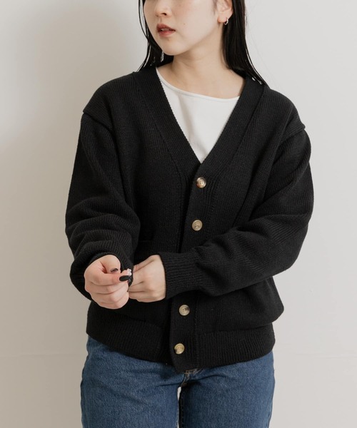 THE GOODLAND MARKET カーディガン 米富繊維 WASHI COTTON KNIT