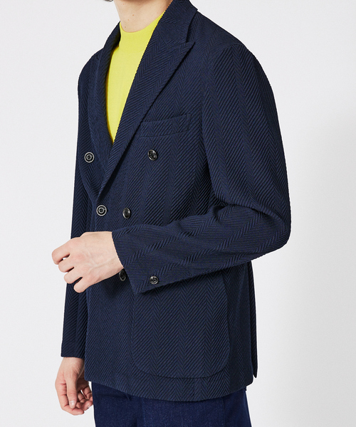ジャケット テーラードジャケット 「MARZOTTO」ウール ジャガード ダブルジャケット メンズの画像