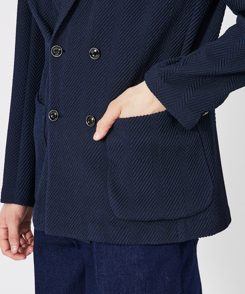 ジャケット テーラードジャケット 「MARZOTTO」ウール ジャガード ダブルジャケット メンズの画像