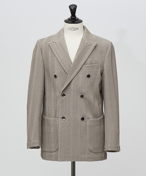 ジャケット テーラードジャケット 「MARZOTTO」ウール ジャガード ダブルジャケット メンズの画像