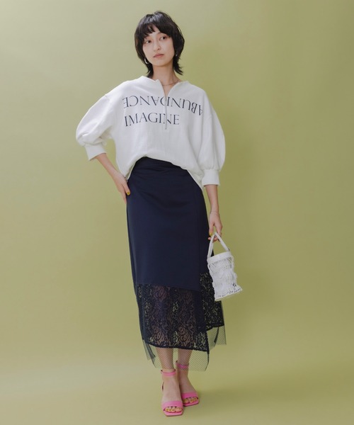 Eimee Law（エイミーロウ） tシャツ テキストプリント ハーフジップ