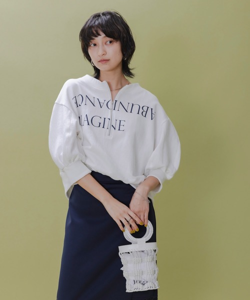 Eimee Law（エイミーロウ） tシャツ テキストプリント ハーフジップ