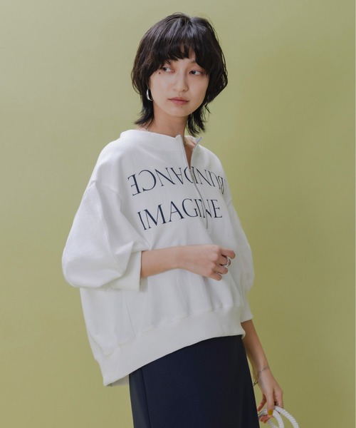 Eimee Law（エイミーロウ） tシャツ テキストプリント ハーフジップ