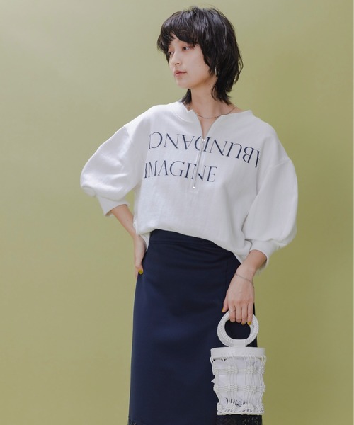 Eimee Law（エイミーロウ） tシャツ テキストプリント ハーフジップ