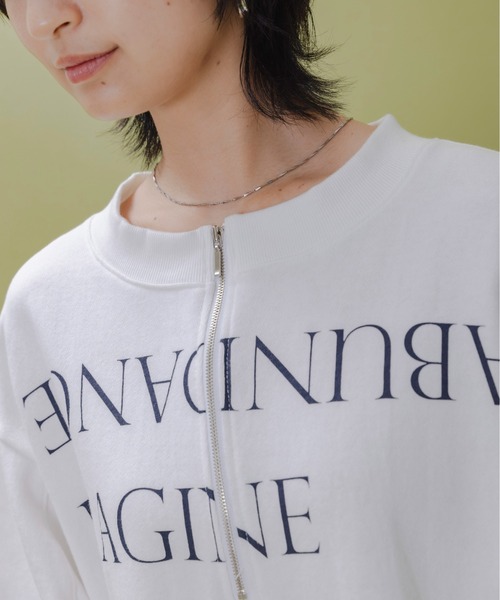 Eimee Law tシャツ テキストプリント ハーフジップボートネック